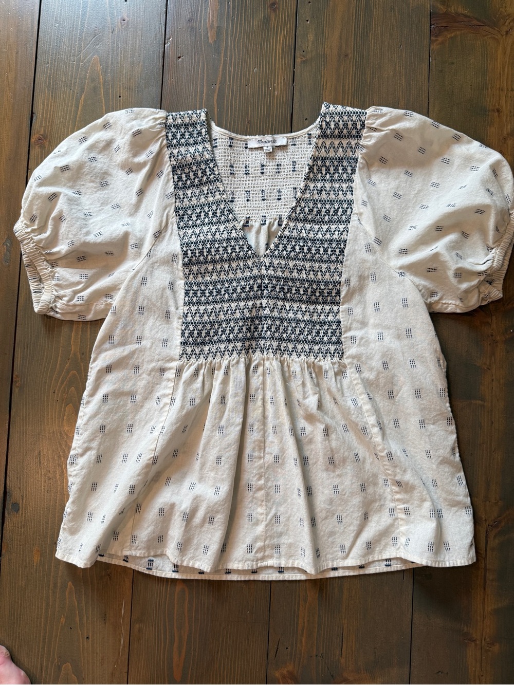 Women’s Smocked V-Neck Peasant Top by Madewell
